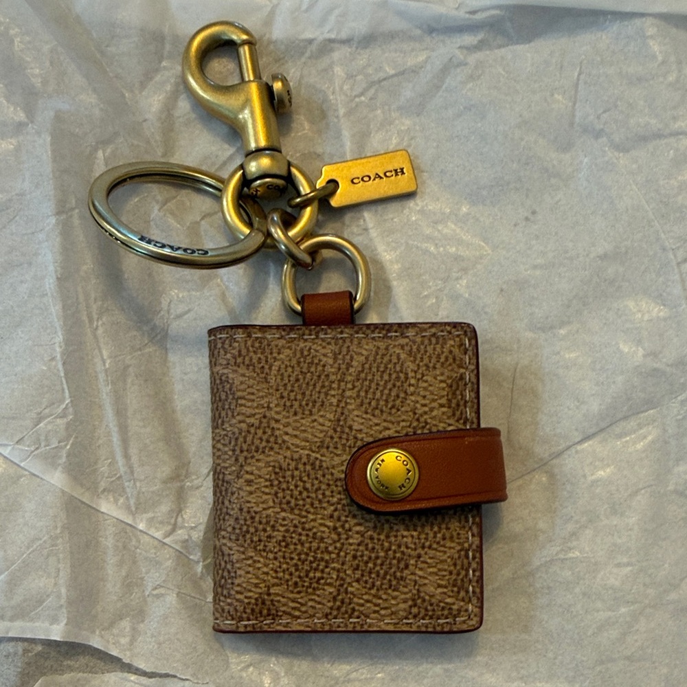 Coach Mini Photo Album Keychain in signature print